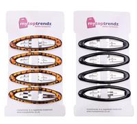 Mytoptrendz® Large Sleepies Classics Big Oval Epoxy Contour Clips, Assorted 8 Pieces Long Metal Side Grip Basic Hair Accessories Women Girls(4x Black + 4x Tortoise Oval)