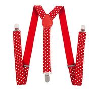 Mytoptrendz® Men Ladies Braces Suspenders Fully Adjustable Y Shaped One size (Red- White dot)