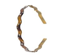 Mytoptrendz® Narrow Headband 10mm Alice Hairband Wavy Cellulose Acetate Plastic Diamante Crystal Studded Thin Hoop Head Band Tortoise Brown