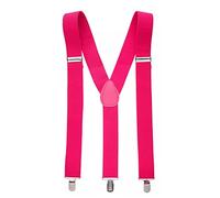 Mytoptrendz® Neon Pink Braces Suspenders Traditional Y Back Mens Womens Adjustable with Metal Clips for Fancy Dress Accessory
