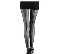 Mytoptrendz® - Nylon Seam Tights Women Classic Retro Hosiery 2 PAIRS (Black/Black, Medium)