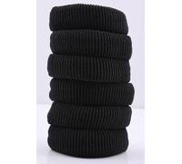 Mytoptrendz® Pack of 6 Large Thick Soft Ponytail Elastic Hair Ties Endless No Damage SnagfreeHair Bobbles Ponytail Ponios Donuts Hair Band For Thick Havy Hair - BLACK
