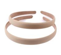Mytoptrendz® Pair of 2 Slim 1.5cm Satin Headbands Teens Girls Womens Plain Satin Flat Thick Non Slip Alice Hairband Kids School Uniform & Bridesmaid- (Beige)