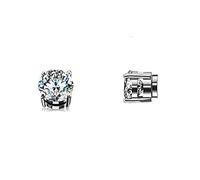 Mytoptrendz® Pair of Crystal Magnetic Crystal Stud Earrings for Mens and Women Four Prong-Set CZ Cubic Zirconia Fake Non-Piercing Clip On Ear Studs(Clear CZ -6mm Round)