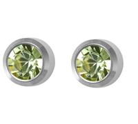 Mytoptrendz® Pair of Hypoallergenic Sterile Stud Earrings Made from Surgical Steel, Frame with Birthstone August Light Green(Peridot Green)