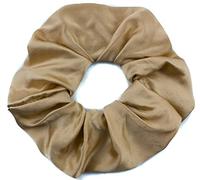 Mytoptrendz® Plain Large Real Pure Mulberry Natural Silk Scrunchies Hair Tie Bobble Hair Bands Ponytail Holders For Girls Women updo accessories (Beige gold)