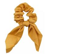 Mytoptrendz Plain Satin Scrunchie For Girls High Ponytail Holder Knotted Bow Tail Scarf Hair Ties Women Bun Up Do Bobbles(Yellow)