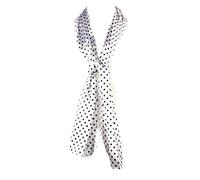 Mytoptrendz® Polka Dot Scarf for women Lightweight Chiffon Satin 50s Vintage (White -black small dot)