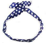 Mytoptrendz® Polka Dot Wire Headband - Navy Satin, White Big Dot - Retro 50s Pin-Up Style - One Size - Female - Casual & Retro Party - Polyester Blend - 1 Count