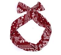 Mytoptrendz® Retro Wired Headband Hair Wrap 50s Vintage Paisley Print Bow Knot Fabric Twisted Wire Bow Knot Hair Band Scarf Head Wrap Accessory for Women and Girls Rockabilly Accessories (Burgundy)