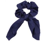 Mytoptrendz Satin Silk Scrunchie For Ponytail Holder Tail Scarf Knotted Bow Hair Ties Bobbles Elastic Boho Hair Band For Girls Women (Navy)