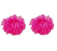 Mytoptrendz® Set Of 2 Bright Pink Chiffon Scrunchie Ponio Hair Bobbles Ruched Chiffon Sheer Fabric Hair Ties Elastic Band Scrunchies