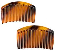 Mytoptrendz® Set of 2 Pcs Small Curved French Twist Hair Slides Comb Strong Sturdy Plastic Hair Clip 23 teeth (Tort Brown)