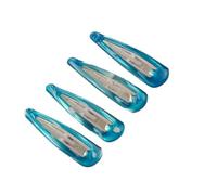 Mytoptrendz® Set of 4 Large Snap Hair Clips Pretty Blue Epoxy Silver Metal Barrette Bendy Snappy Grip Hair Accessories (Turquoise)
