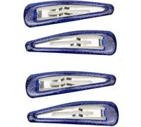 Mytoptrendz® Set of 4 pcs Glitter Snap Barrettes - Large Enamel Click Clack Hair Clips - Elegant Tic Tac Accessories for Girls & Women (Glitter - Blue)