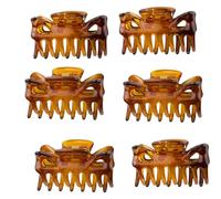 Mytoptrendz -Set of 6 pcs 1.4inch Small Hair Claw Clip Plain Butterfly Clamps Clamp Plastic Grip Strong Sturdy Non Slip Hair Barrette Essential Up do Accessories- Tort Brown