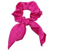 Mytoptrendz Silk Satin Scrunchie Girls Boho Ponytail Holders Bunny Bow Knot Scarf Hair Band Women Hair Ties (Hot Pink)