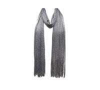 Mytoptrendz® Silver Grey Metallic Shawl Elegant Evening Party Wrap Silver Lurex Scarf Lightweight Mesh Metallic Evening Shawl Silver Lurex Long Scarf Sparkly Wrap with Tassels