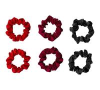 Mytoptrendz® -Soft Satin Hair Scrunchies Women,Girls Small Ponytail Holders Hair Ties Traceless Luxurious Bobbles Skinny Scrunchy for Thin Fine Hair - 6 PCS Assorted (2,Black 2, Burgundy, 2 Red)