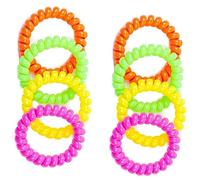 Mytoptrendz® Spiral Hair Ties No Crease- 8 Pcs Colourful Coil Hair Ties for Women - Girls Phone Cord Waterproof Platic Elastics Accessories Girsl Thick Hair (Assorted -Neon mix)