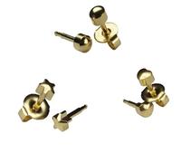 Mytoptrendz® Sterile Stud Earrings 3 Pairs of Gold Shapes 16ga Thick Post Studs Hypoallergenic Ear Piercing Ear Studs (4mm, Gold)