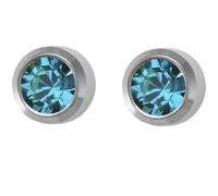 Mytoptrendz® Sterile Stud Earrings Ear Piercing Studs Surgical Stainless Steel Silver Frame (Blue Zircon Stone)