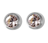 Mytoptrendz® Sterilized Ear Piercing Stud Earrings Stainless Steel 16 gauge Sterile Stud Earrings Round Bezel Set Studs 4m - 1 Pair