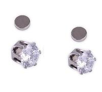 Mytoptrendz® Stud Earrings for Men and Women Unisex Fashion Clear Crystal Stone Magnetic Ear Studs for Non Pierced Ear (Round -8mm)