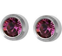Mytoptrendz® Surgical Steel Stud Earrings Round Bezel Set 4mm Hypoallergenic Sterile Piercing Studs(Amethyst Purple)