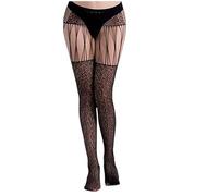 Mytoptrendz® Suspender Tights Store Gothic Lace and Fishnet Pattern Mock Garter Suspender Stockins High Waist Thigh High Pantyhose (, Style -4 Black Fishnet and Goth Lace)