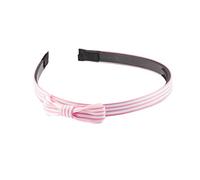 Mytoptrendz® Thin Headband Non Slip Teeth Grip Striped Ribbon Covered Plastic Alice Band Hairband With Cute Little Twill Bow on Side Children's Teens Girls Hair Accessory (Pink)