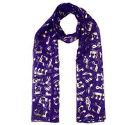 Mytoptrendz® Treble Clef Music Note Print Chiffon Scarf Lightweight Womens Neck Wrap (Purple)