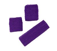 Mytoptrendz® Unisex Sports Sweatband Set Soft Terry Cloth- 1 x Sweat Headband - 2 x Sweat Wristbands (Purple) LG