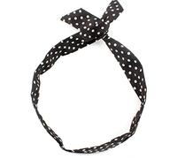 Mytoptrendz® Wire Headband Girs Dotted Retro Wired Head Scarf Rockabilly Bandy Hair Band Head Wrap Vintage Small Polka Dot (Black- White Polka dot)