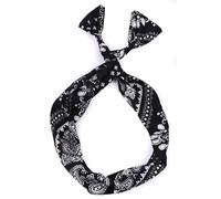 Mytoptrendz® Wire Headband Retro Hair Tie Bendy Hairwrap Rockabilly Hairband Head Wrap Bow Headband(Black- Paisly Print)