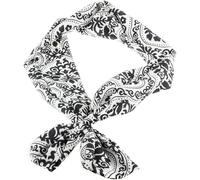 Mytoptrendz® Wire Headband Retro Vintage Paisley Floral Print Soft Silky Wide Long Dolly Bow Head Scarf Rockabilly Hair Band Head Wrap for Girls Ladies (White with Black Print)