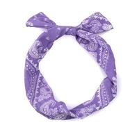 Mytoptrendz® Wire Headband Stylish Retro Bandeau Headband 40s 50s Rockabilly Long Flexible Wire Scarf Stylish Bow Head Wrap ((Lilac- Paisly Print)