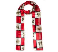 Mytoptrendz® Women's Classic Dog Print Scarf Lightweight Silky Soft Feel Long Shiny Satin Chiffon Stripe Wrap (Red - check)