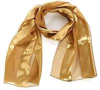 Mytoptrendz® Women's Classic Plain Scarf Lightweight Silky Soft Feel Long Shiny Satin Chiffon Stripe Wrap (Mustard gold)