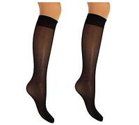 Mytoptrendz® Womens Knee Highs Classic Sheer Socks 15 Denier Matt Semi-Sheer Knee Tights Stockings (Black) 6 pair 2 Pack