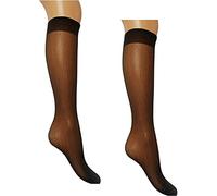 Mytoptrendz® Women's Knee Highs Sheer 15 Denier Pop Socks Stockings Comfort Top Stay up, -4 Pair (Barely Black)