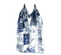 Mytoptrendz® -Womens Printed Musical Scarf Instrument and Clef Notes Lightweight Neck Wrap Soft Silky Satin Strip (Light Blue with Blue Instrument)