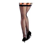 Mytoptrendz® Women's Stockings Seamed Fishnet Plain Top (UK, Alpha, One Size, Regular, Regular, Black)