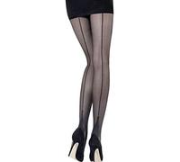 Mytoptrendz® Womens Tights With Back Seam and Cuban Heel Sheer (BLACK/BLACK SEAM AND HEEL- LARGE)