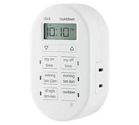 myTouchSmart Programmable Indoor Digital Timer, Plug In, 1 Outlet Polarized, 2 Custom On/Off Times, 24 Hour Countdown, 3 Daily Preset Options, for Lamps, Seasonal Lighting, and Small Appliances, 26892