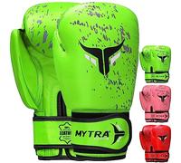 Mytra Fusion Boxing Gloves Real Leather Muay Thai Gloves for MMA Training Kickboxing and Punch Bag (Green, 14-oz)