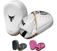 Mytra Fusion Boxing Pads - Focus Pads Hand Targets for Kickboxing, MMA, Muay Thai Training (White)