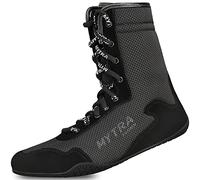 Mytra Fusion Boxing Shoes Suede Leather Boxing Boots for Junior, Boys and Men (6.5, Black)