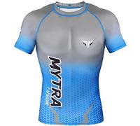 Mytra Fusion Compression Base Layer Shirt MMA Kickboxing Gym Fitness Training Top (Blue, Medium)