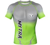 Mytra Fusion Compression Base Layer Shirt MMA Kickboxing Gym Fitness Training Top (Green, Large)
